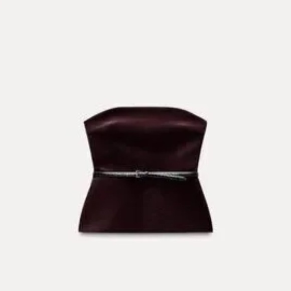 NWT Zara Burgundy Velvet Corset Top - Picture 4 of 6